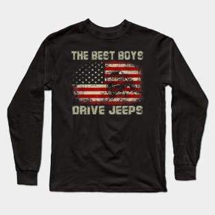 The Best Boys Drive Jeeps American Flag Jeep Long Sleeve T-Shirt